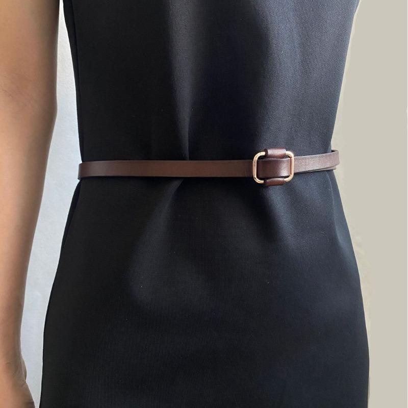 Genuine leather belt - premium suit & dress belt - slim belt - cowhide knotted belt