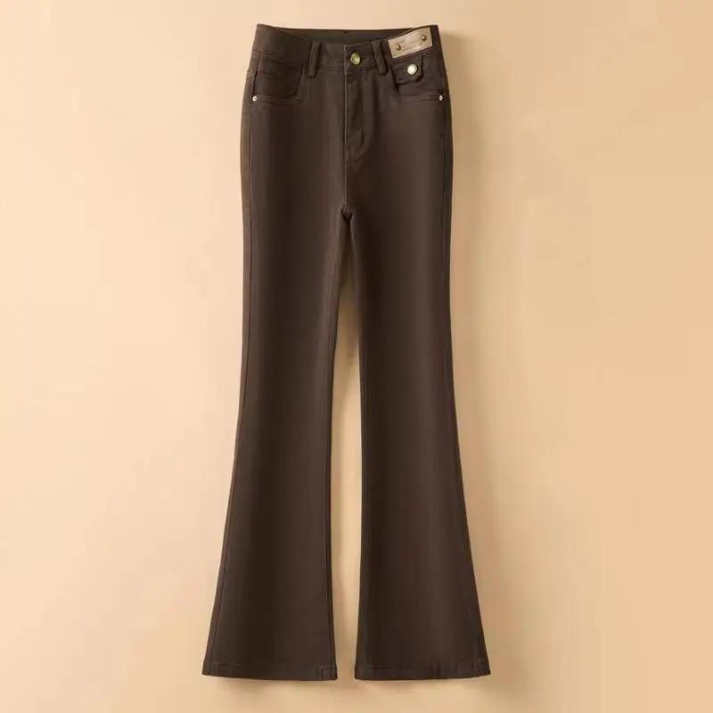 Fashion Women Flare Jeans Spring Autumn Solid Slim Pants Korean Simple High Waist Versatile Street Office Lady Casual Trousers