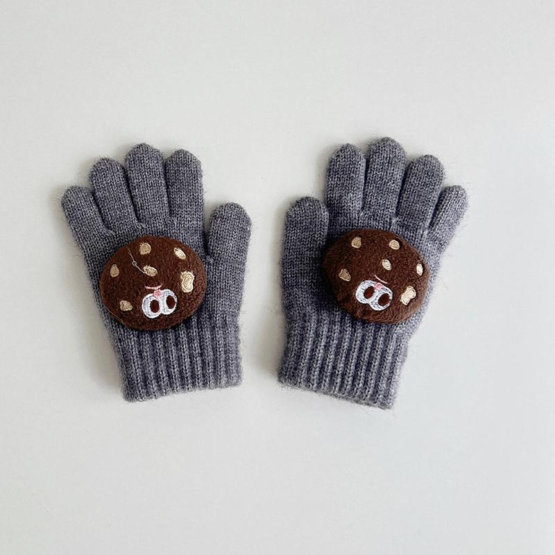 Cute Cartoon Baby Gloves Winter Warm Knitted Mittens for Toddler Kawaii Solid Color Kids Boys Girls Five Finger Gloves