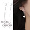 Unique Heart Shape Earrings Silver Color Love Heart with Long Chain Drop Earring Fashion Charm Ear Jewelry for Women