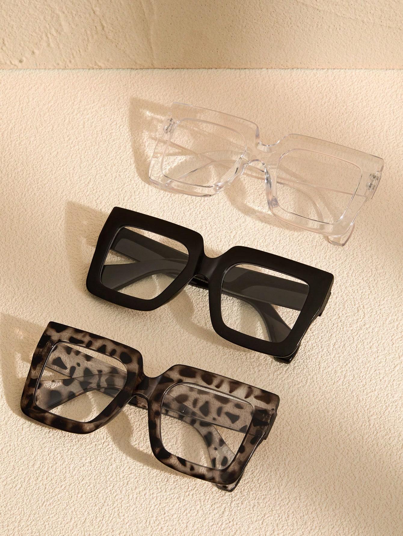 

2/3/4Pcs Fashion Classic Square Clear Glasses For Trendy Women Daily Life Cool Men Reading Clothing Accessories.