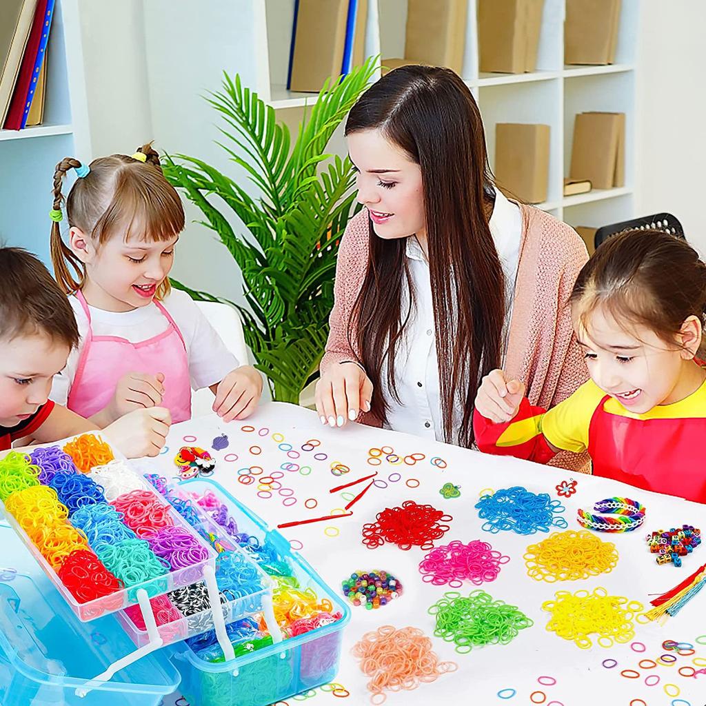 Rainbow Rubber Band Handmade Weaver Rubber Band DIY Children's Colorful Toy Woven Bracelet Handheld Box Set