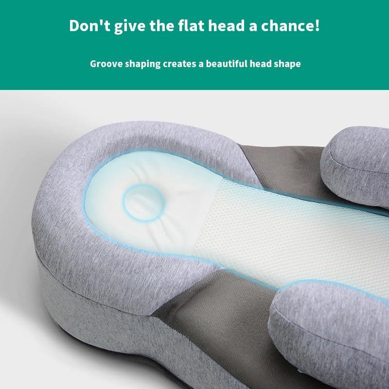 Pernă de poziționare anti-cap plat pentru bebeluși, pentru dormit pe lateral și prevenirea refluxului de lapte