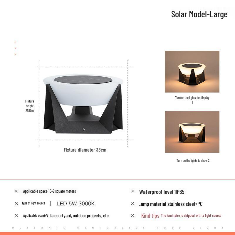 Waterproof Outdoor Solar Pillar Light for Walls, Gates, and Courtyards
