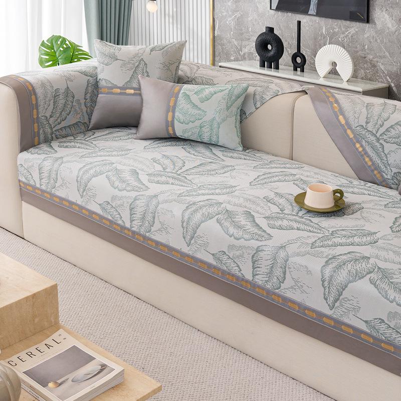 Ice Silk Sofa Cushion Summer Light Luxury Seat Cushion for Summer Cold Feeling Cool Pad Cover Towel Summer Style Sofa Cover