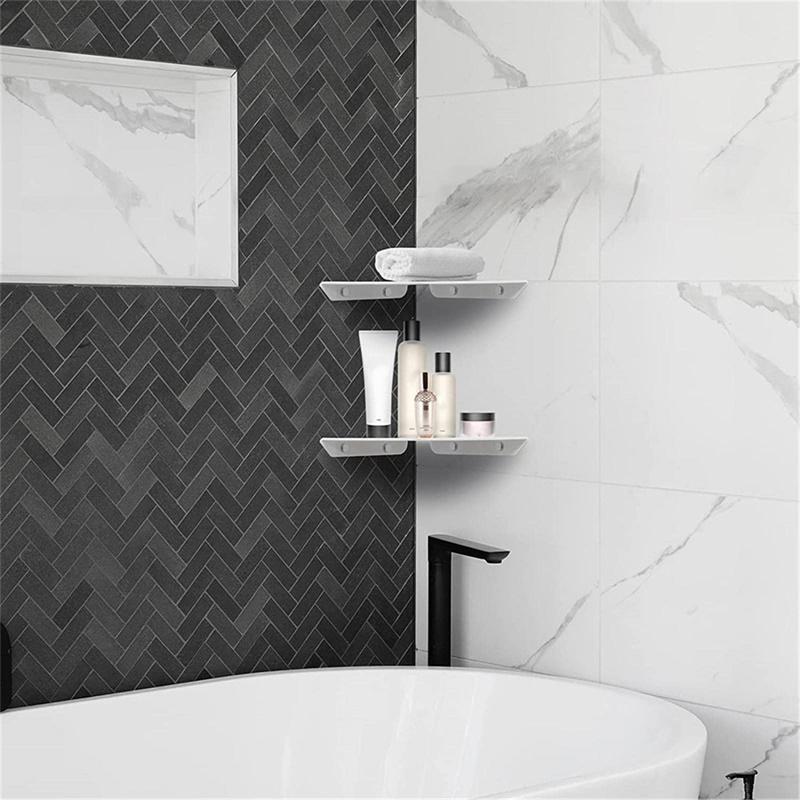 Floating Corner Shelf Wall Mount Acrylic Simple Shelf Wall Hanging Storage Rack For Kitchen, Bathroom, Bedroom 2Pcs