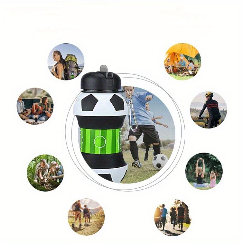 1Pc, collapsible sports water bottle, football design water cup, portable travel water bottle, for camping, hiking, outdoor drinking utensils,gifts