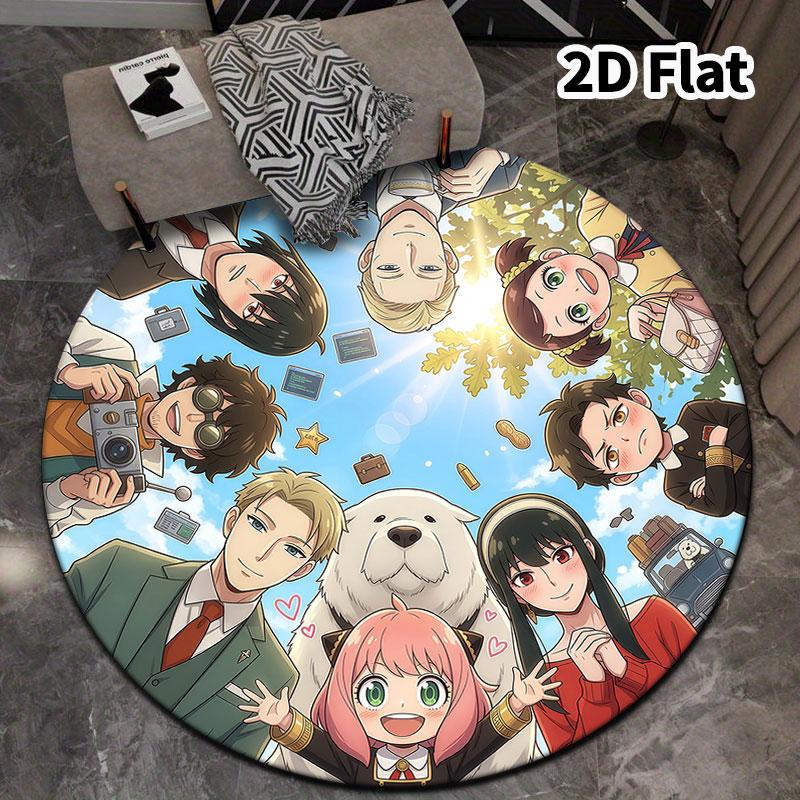 Spy Family Round Area Rug Carpet Rug For Living Room Bedroom Sofa Playroom Decor Nonslip Floor Mat
