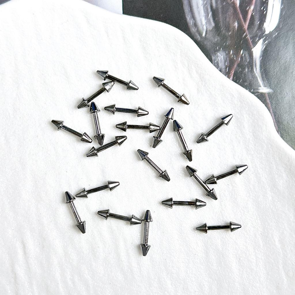 Legierung Gebogener Stab Augenbrauenstecker Außengewinde Doppelseitig Vergoldet Spitzkegel Punk Style Nagelkunst Zubehör DIY Nagel Süß Cool Dekoration DIY