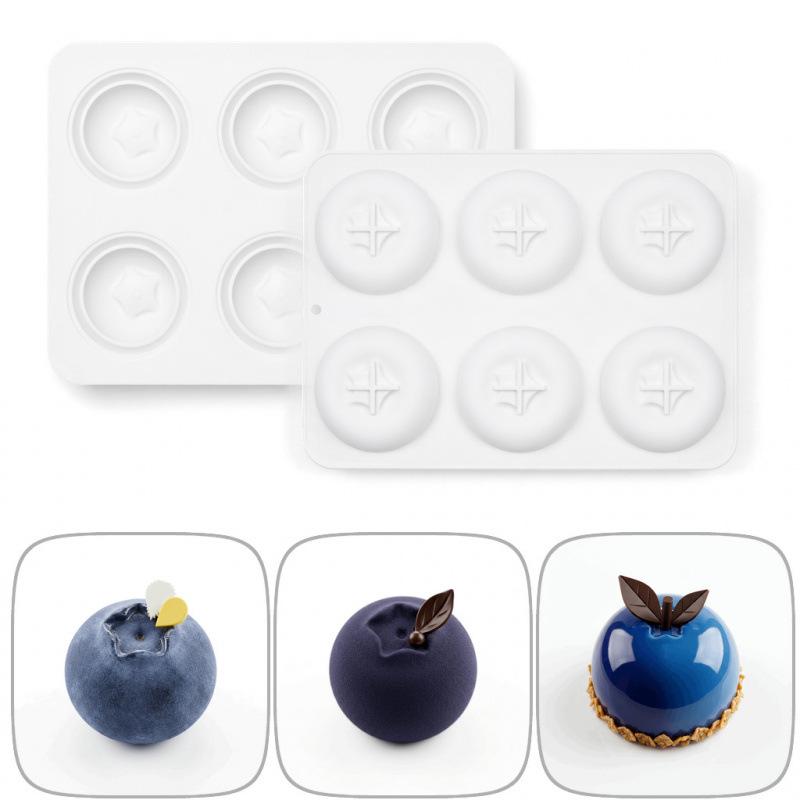 Blueberry-Shaped 6-Hole Silicone Mold for Cake and Dessert Baking
