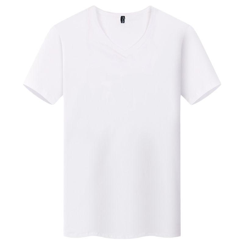 Herren Kurzarm-T-Shirt mit V-Ausschnitt, einfarbiges T-Shirt, eng anliegendes Basisshirt