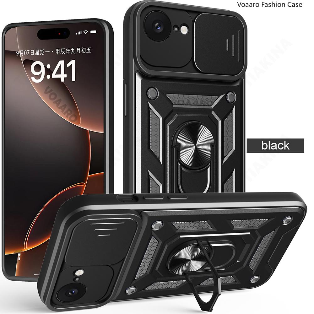 Slide Lens Camera Protection Armor Funda for Iphone 16E Case Magnetic Ring Stand Holder Cover for Iphone SE 2025 SE4 Case
