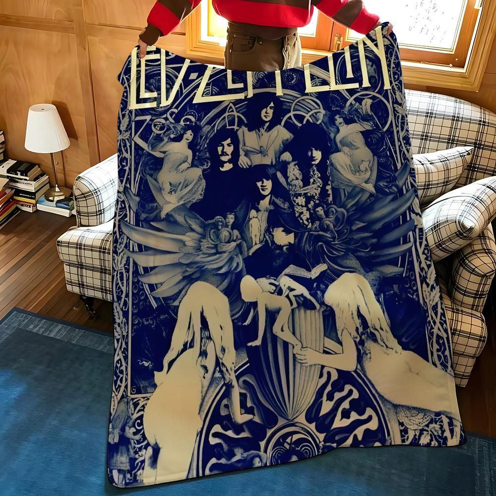 Muzyczna Koc L-Led Z-Zeppelin Nadziany Flanelowy Koc Odpowiedni do Kanap Łóżek Biur Podróży Krzeseł Kempingowych