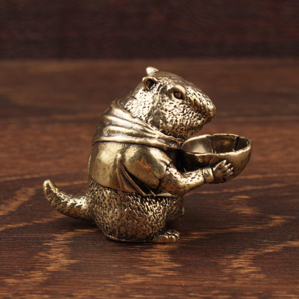 Messing Murmeltier Figur Retro Messing Capybara Statue Niedliche Kleine Tier Miniatur Desktop Ornament Heimdekor Charmante Dekoration