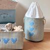 Thick Canvas Toy Storage Bin Kids Room Living Organizing Basket With Embroidered Cartoon Design