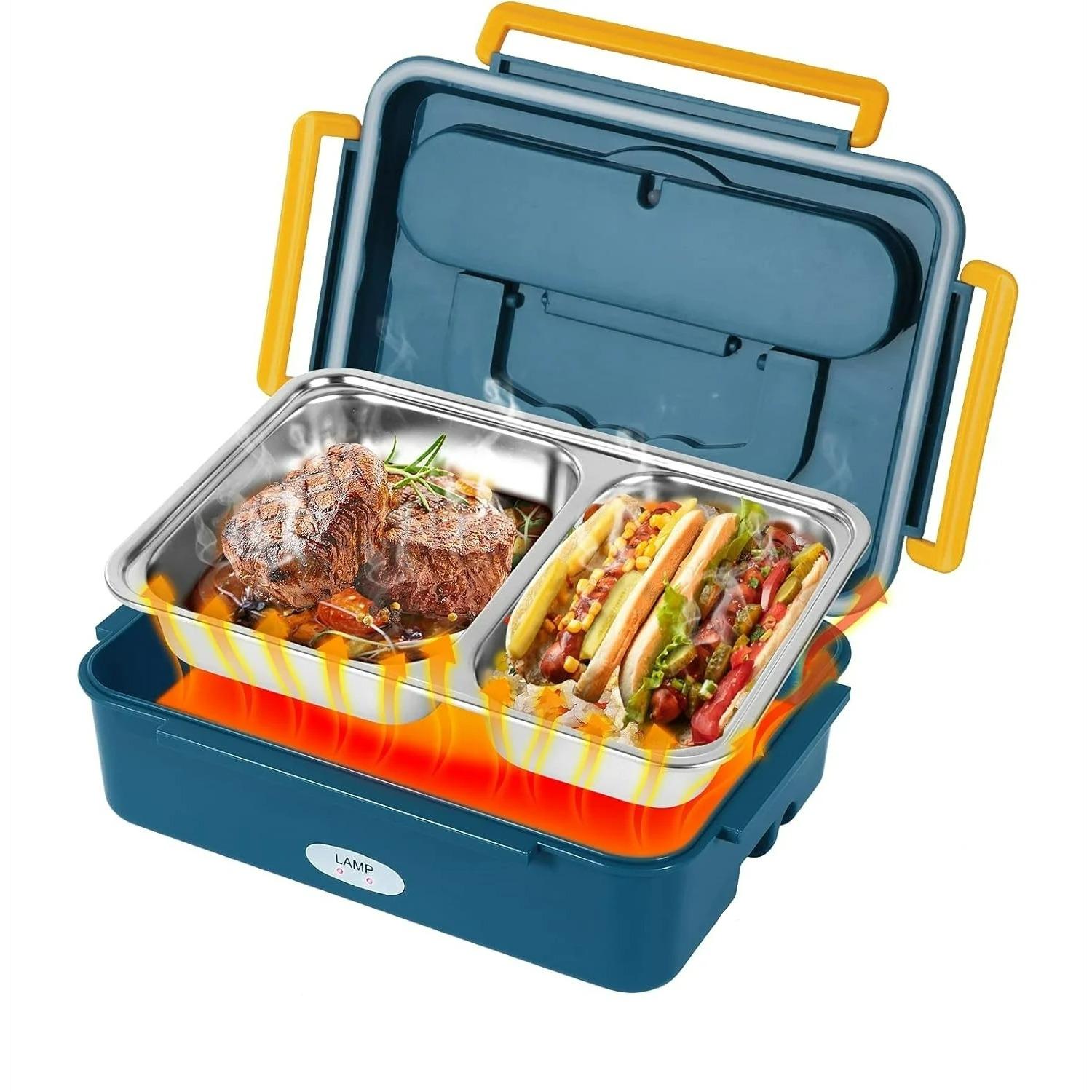 QD-Gotrays Portable Electric Lunch Box,Capacity,3-in-1 Functionality,Dual-zone Temperature Control,Aluminum Plate Base,304 SS Inner Tank темно-зеленого