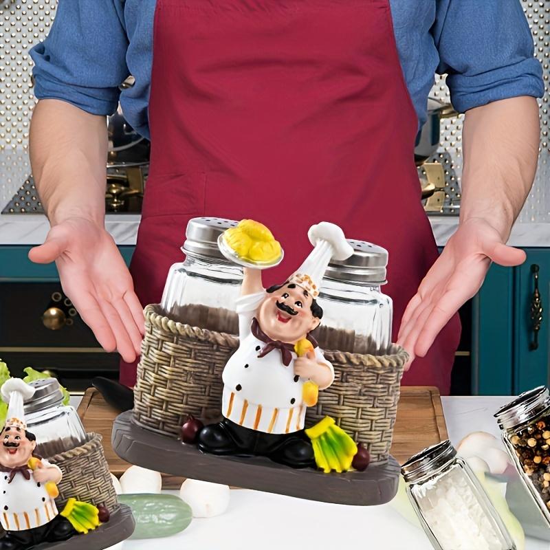 1pc Chef Glass Bottle Spice Rack, Restaurant Home Kitchen Fried Chicken Shop Cafe Decoration Supplies, Christmas and New Year Party Supplies