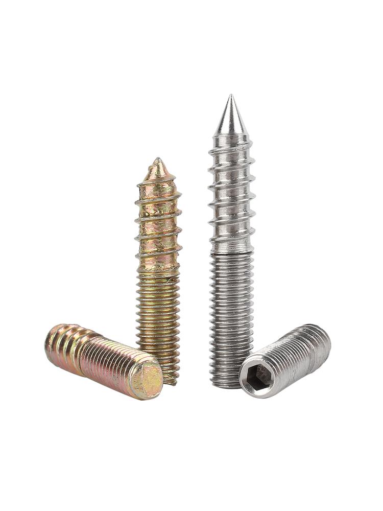 Śruba samogwintująca ze stali nierdzewnej 304 z podwójnym łbem i gniazdem sześciokątnym do mebli, ostro zakończona, M4 M5 M6 M8.