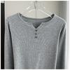 Stylish Long Sleeve T-Shirt Ribbed Slim Standard Shoulder Top For Autumn Stretchy Slim Base Layer Soft Ribbed Fabric Good For Inner And Outer Wear Top