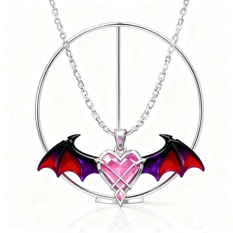 Jeu Genshin Impact Durin Collier Cosplay Ailes de Dragon Pendentif Cœur Chaîne de Clavicule Unisexe Accessoires de Bijoux pour Couple