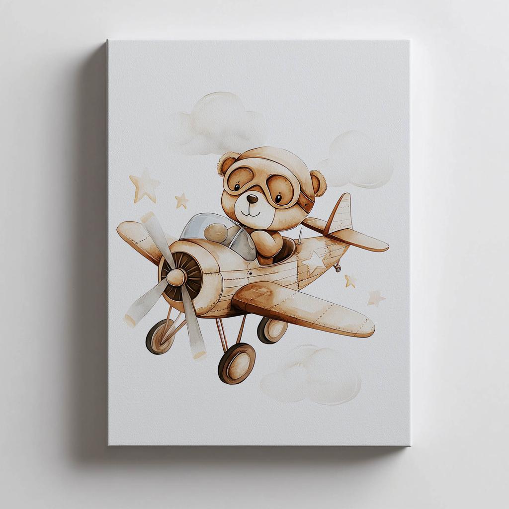 Plakat Latajacy Miś Plakat Latajacy Miś, 30X40 Cm, Rama Aluminiowa Złota, Papier Matowy 230 Gsm