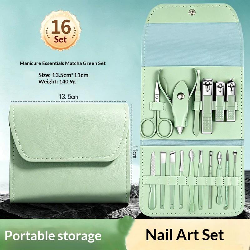 4/16Pcs Manicure Pedicure Kit Professional Nail Clippers Cuticle Nippers Set With Travel Case