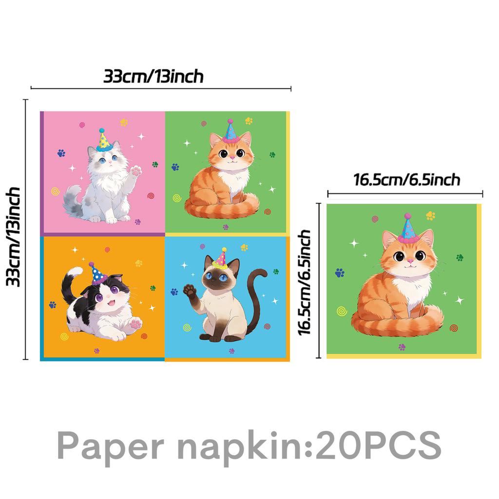 Pet Cat Theme Birthday Party Favors Plates Cup Napkin Banner Cake Topper For Kids Gift Baby Shower Photo Props Party Supplies