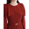 Style Latte Women Cape CHacHa H Line Midi Dress Belted Formal Dress
