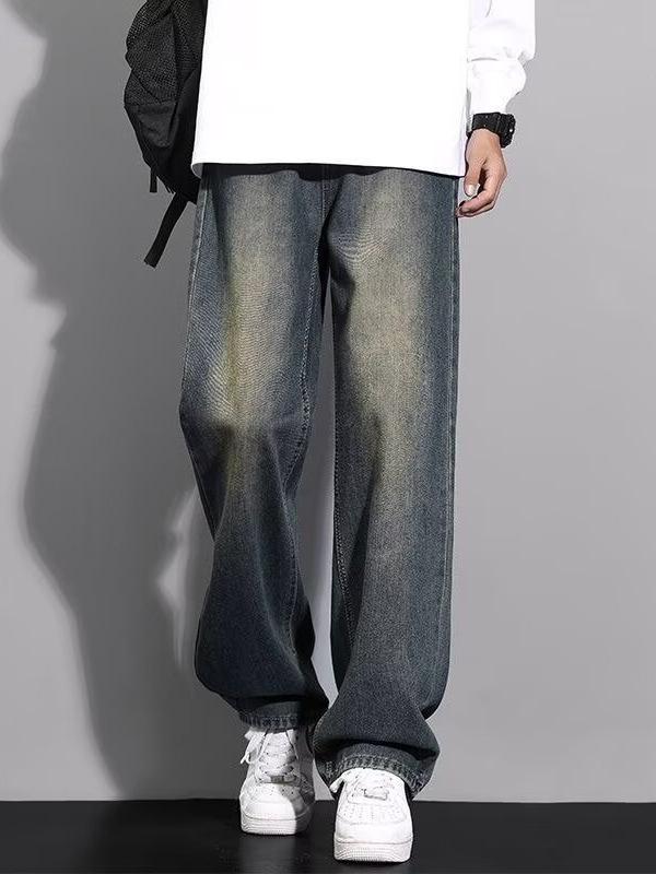 Men's American Retro High Street Loose Ripped Jeans: Trendy, Versatile Long Pants