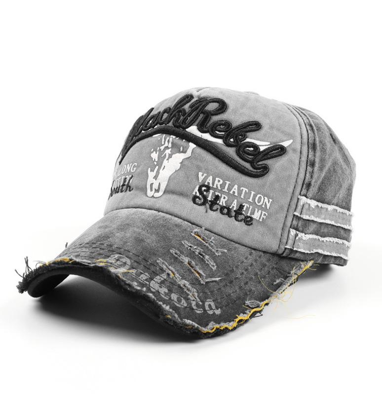 

Бейсболка с загнутыми полями в винтажном стиле, вышитая шляпа водителя грузовика с потертостями, кепка Snapback для повседневного отдыха и занятий спортом на открытом воздухе Adjustable черный серый