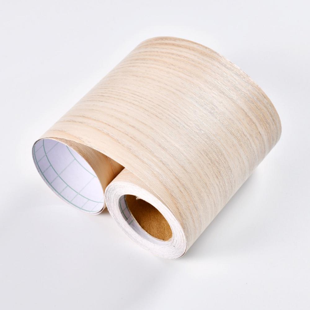 1pc 5mX12cm Thickened Imitation Wood Grain Skirting Wall Stickers, Self-adhesive Living Room Bedroom Wall Corner Decoration