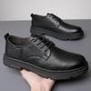 Fashion Spring Autumn Big Head Cargo Shoes for Men Solid Color Leisure Driving Shoes Male Soft Soles Business Round Toe Leather Shoe Man