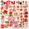 50Pcs Vintage Rose Stickers Set - Romantic Graffiti Decals for Valentine's Day & Journal Decor