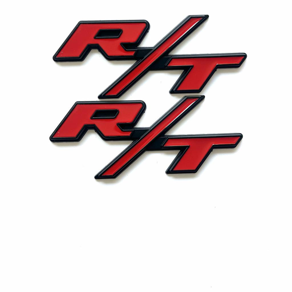3D Metal Red Black Logo RT R/T Sticker Front Grille Emblem Car Rear Trunk Badge For Sport Label Accessories
