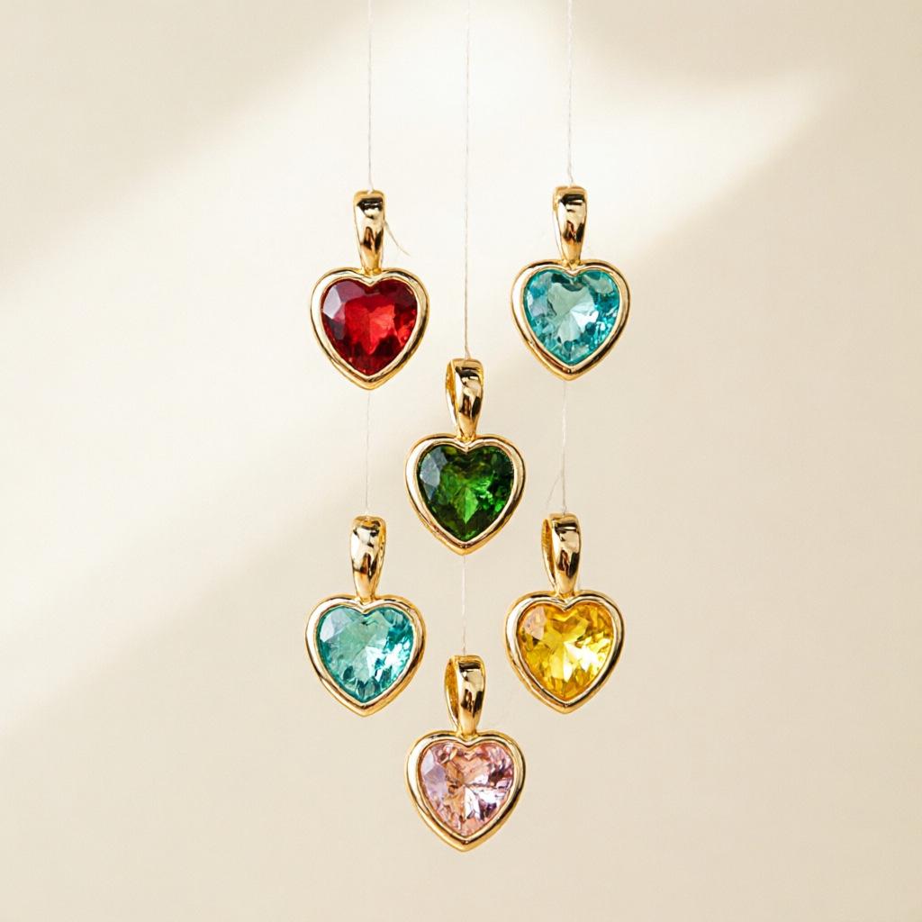 Twelve Zodiac Birthstone Pendant with Heart-Shaped Zircon - DIY Keychain Accessory