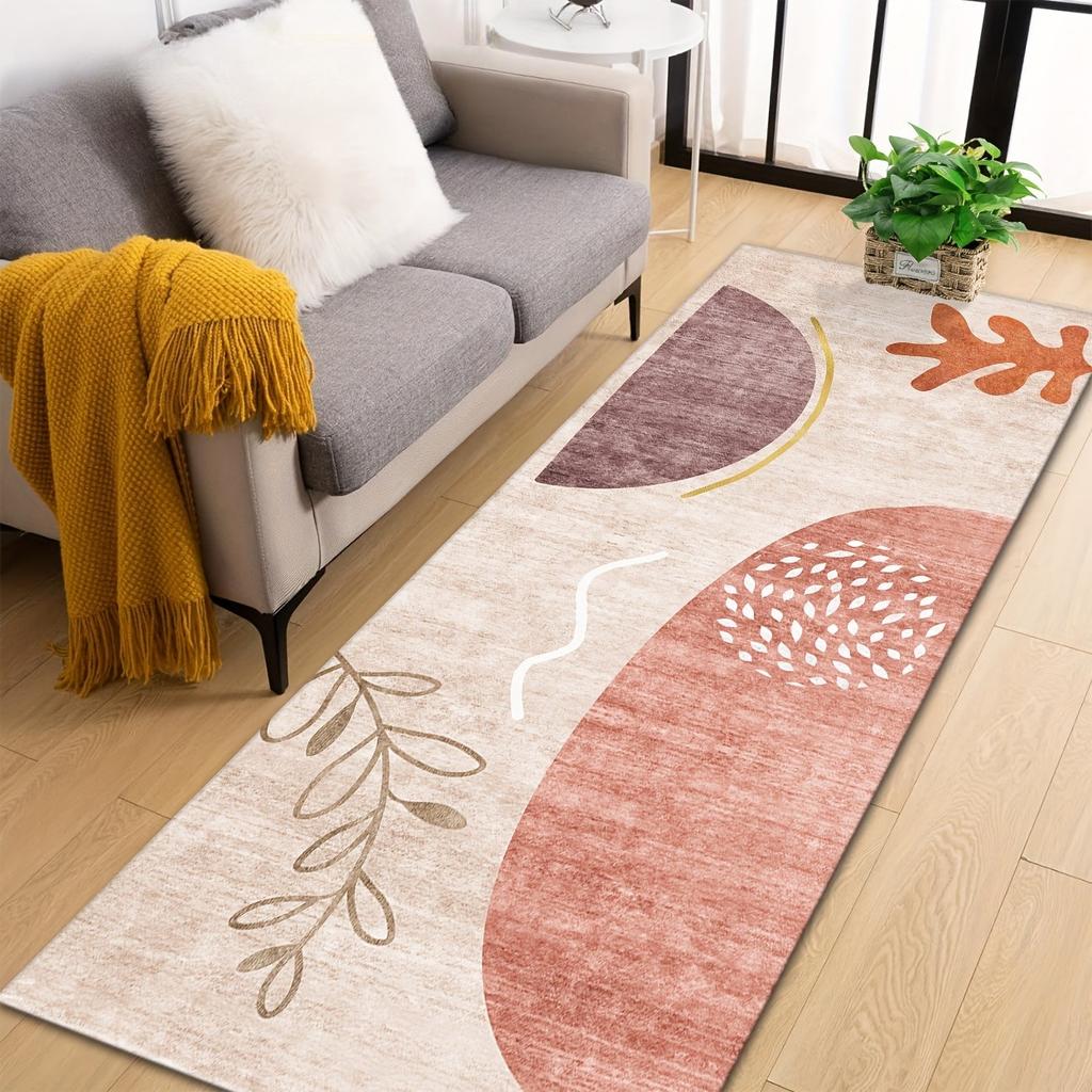Cottage Style Square Floral Panel Floor Runner Mat  Soft Pastel Antique Flower Art Decor Rug for Indoor Home Corridor