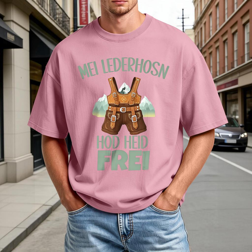 Men's Summer Short Sleeve T-Shirt Crew Neck Casual Comfortable Lightweight Tee with Oktoberfest Inspired Print Suitable for Everyday Wear