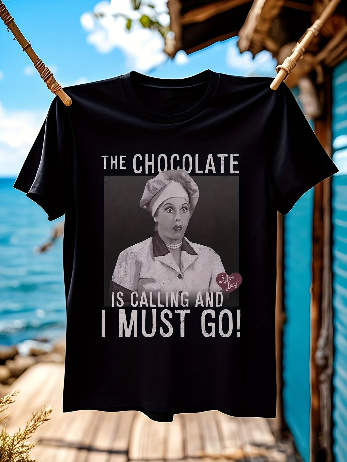 I Love Lucy Vintage TV Show Graphic T-shirt -  The Chocolate is Calling and I Must Go!  Retro Design S