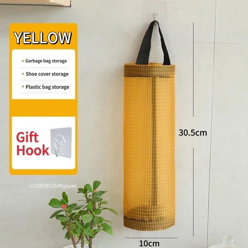 

Настенный мешок для хранения всякой всячины Подвесной органайзер для мусора Аксессуары Диспенсер для мусорных мешков Держатель для овощей жёлтый