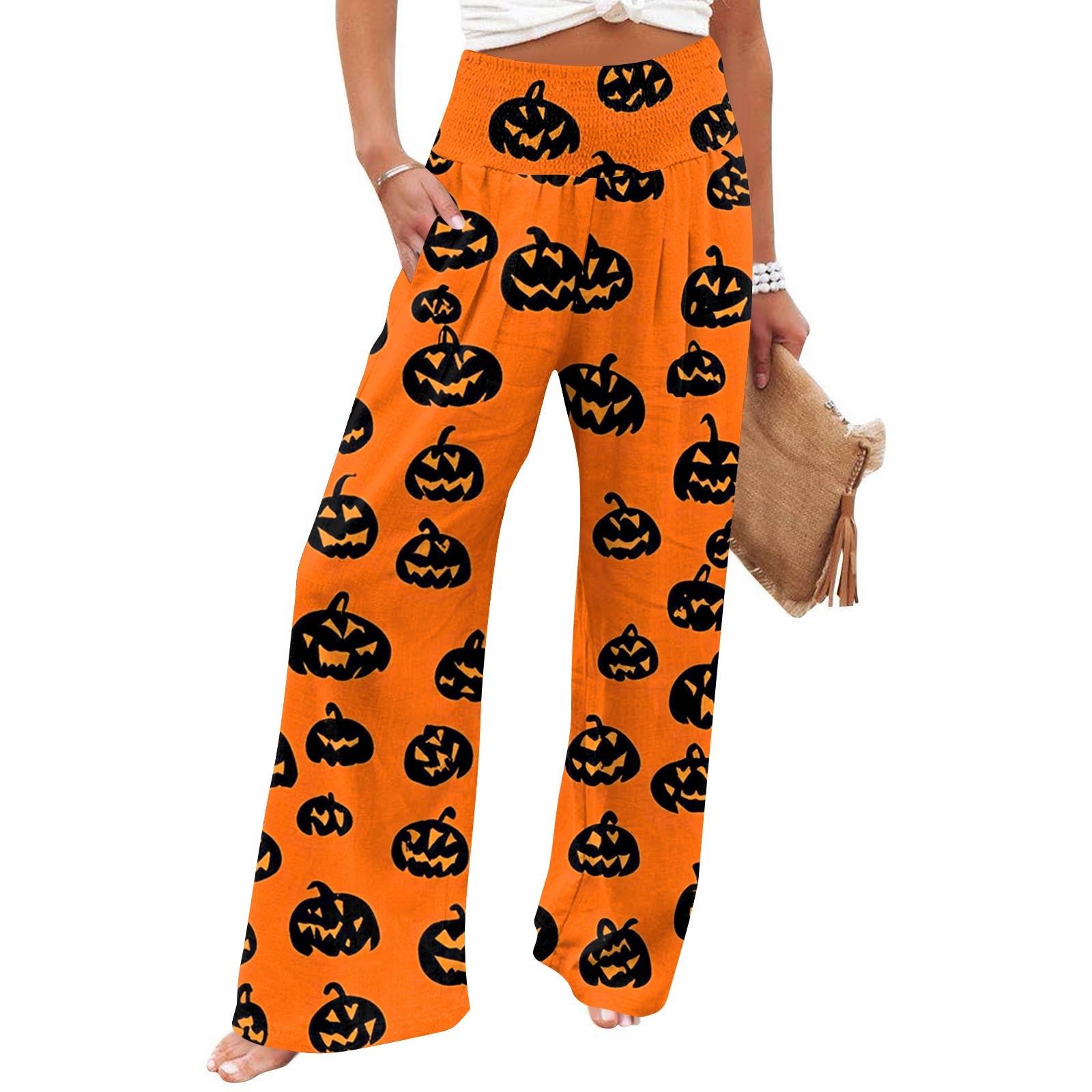 

Женские повседневные брюки прямого кроя с принтом, с высокой посадкой и карманами XL жёлтый