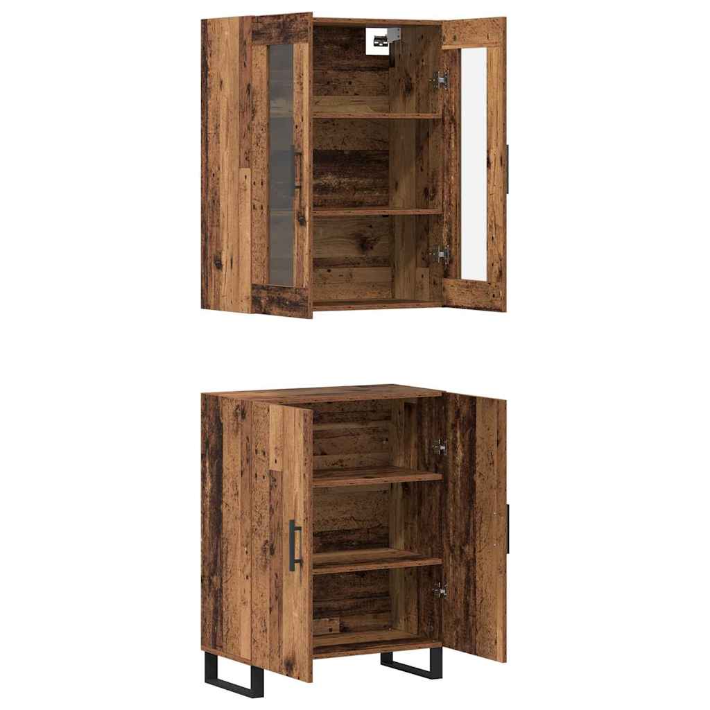 Highboard 2 pcs Reclaimed Wood Effect Particleboard