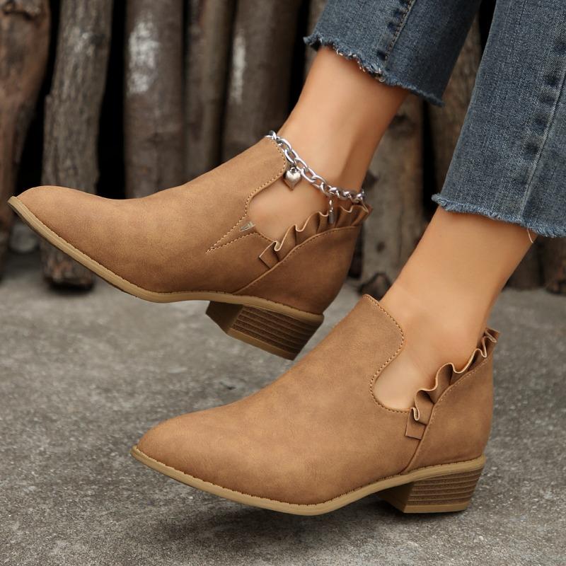Fashion Winter New Fashion Round Head Solid High Heels Women's Outwear Large Size Warm and Comfortable Short Boots Fashion Boots Women