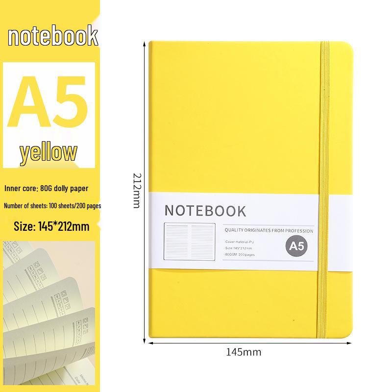 A5 Faux Leather Strap Notebook with Elastic Band - Customizable Business Office Journal