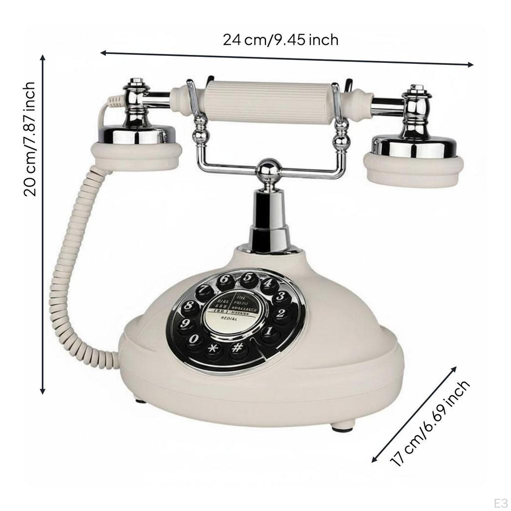 Antique Telephone Decorative Design Retro Desk Phone Shiny Finish Corded for Home Office,