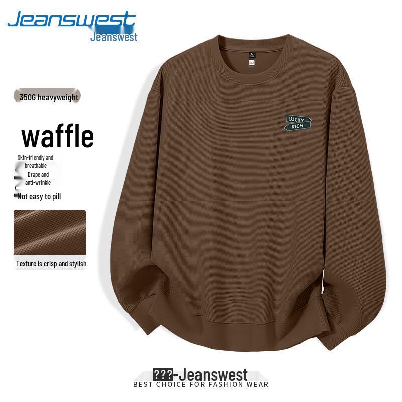 Jeanswest Men's Waffle Knit Crew Neck Sweatshirt
