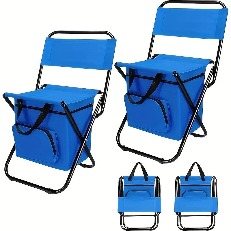 Portable Folding Camping Chair, Lightweight Compact Folding Chair With Backrest, Outdoor Backrest Chair With Foldable Backpack, Load-Bearing 1 pc синий