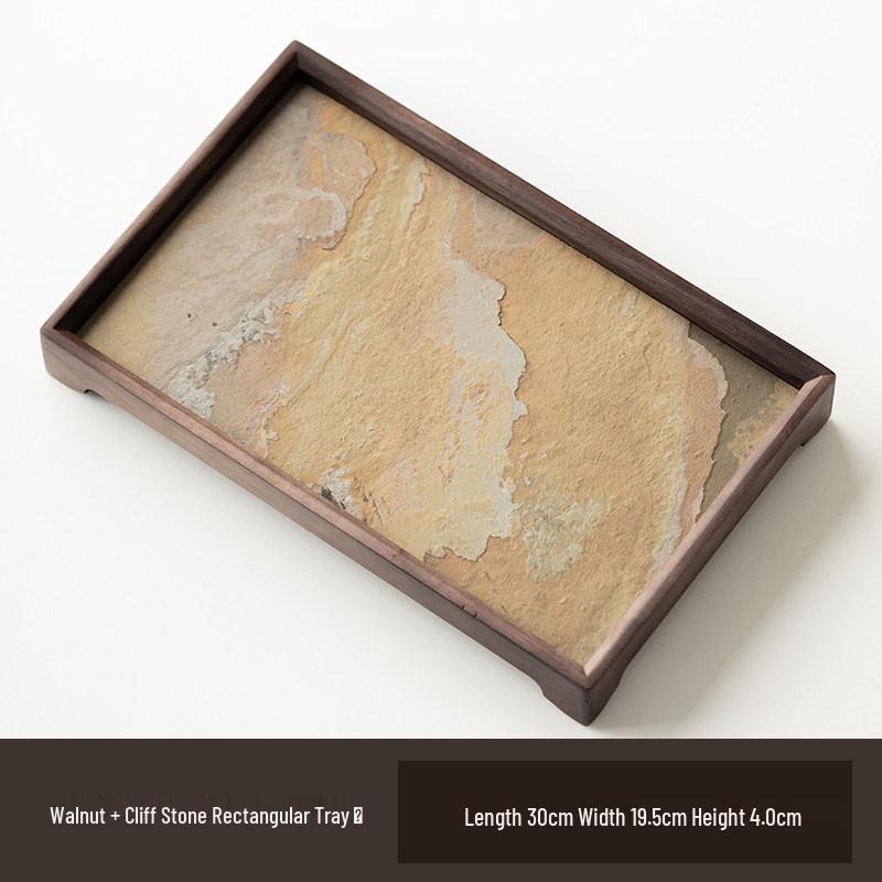 Light Luxury Chinese Walnut Wood Tray: Retro Dinner Plate, Fruit Bowl, Tea Tray, Coaster, Tea Set Accessory