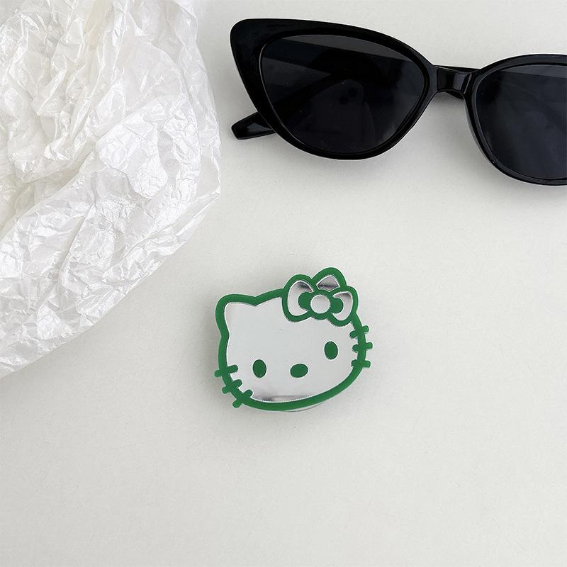 Color Lines Kt Cat Mirror Mobile Phone Airbag Bracket Back Sticker Retractable Portable Niche Lazy Ring Buckle Women'S Model