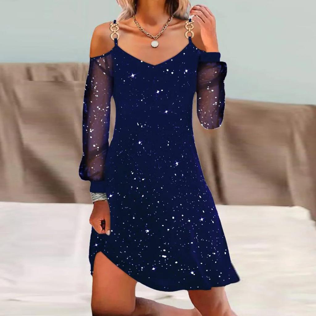 Robe Sexy à manches longues en maille pour femmes, couleur unie, col carré, épissure