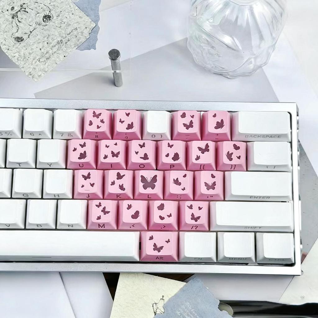 Translucent Butterfly Heart Keycap with Side Engraving for Magnetic Switch Mechanical Keyboards